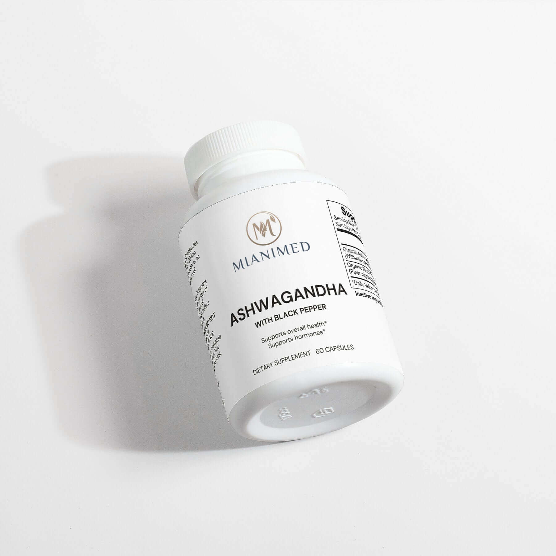 MIANIMED Ashwagandha with Black Pepper Premium Skincare Supplement Bottle