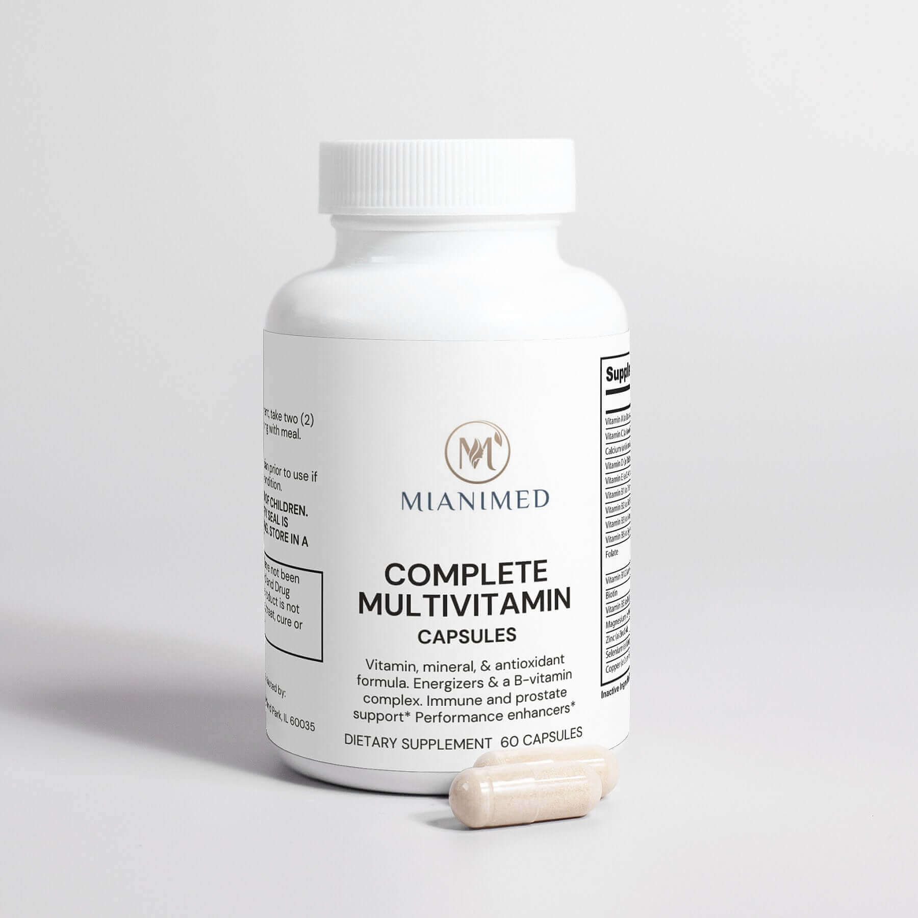 MIANIMED Premium Complete Multivitamin Capsules Bottle for Optimal Skincare and Health with Vitamins, Minerals and Antioxidants