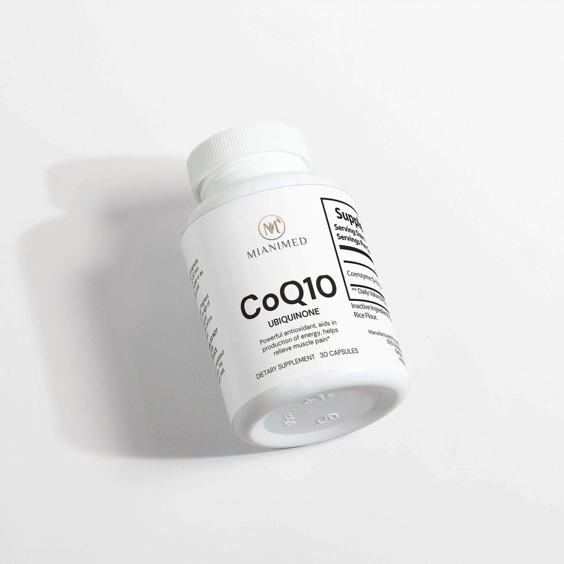 MIANIMED Premium CoQ10 skincare supplement bottle on a white background