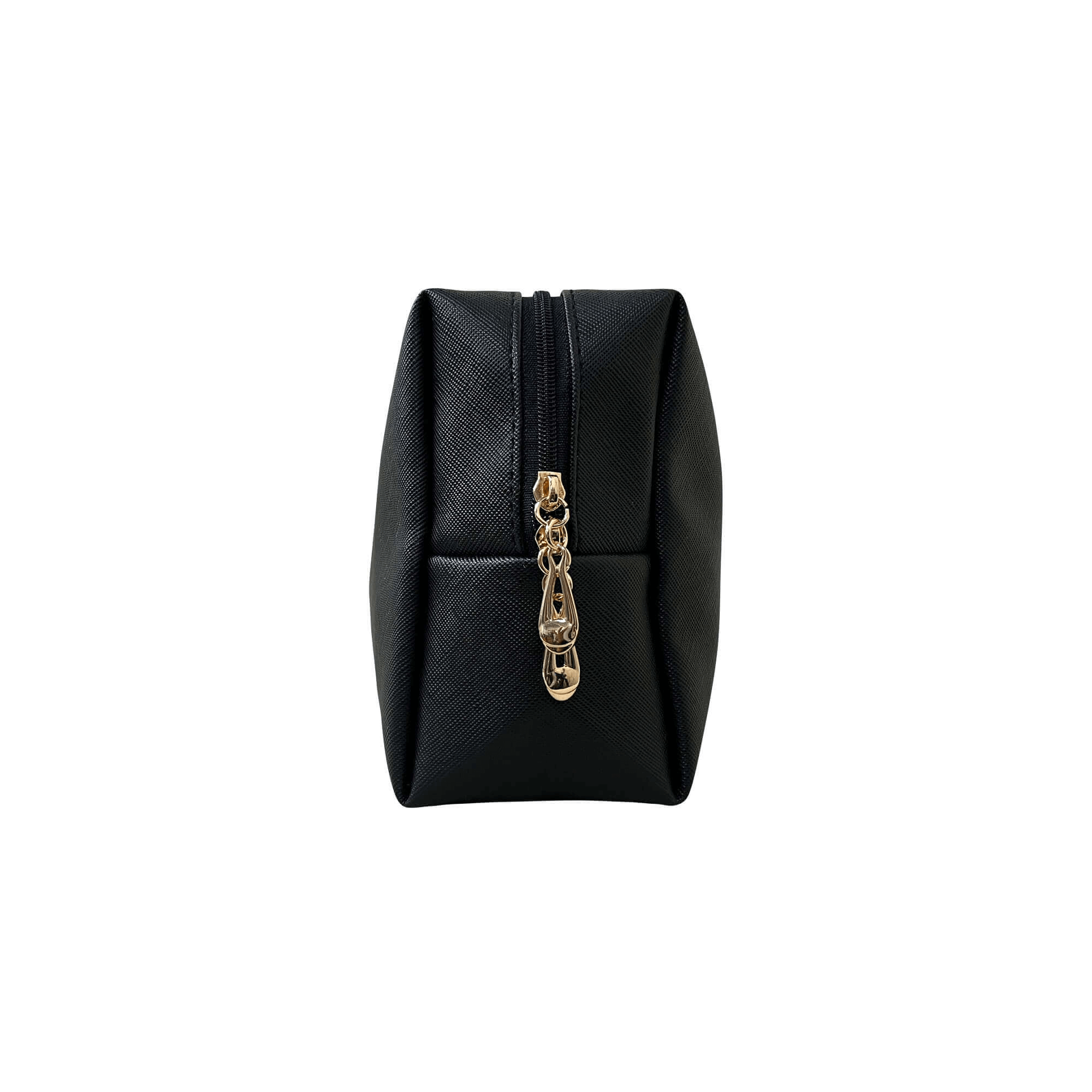 MIANIMED Premium black skincare bag with gold zipper.