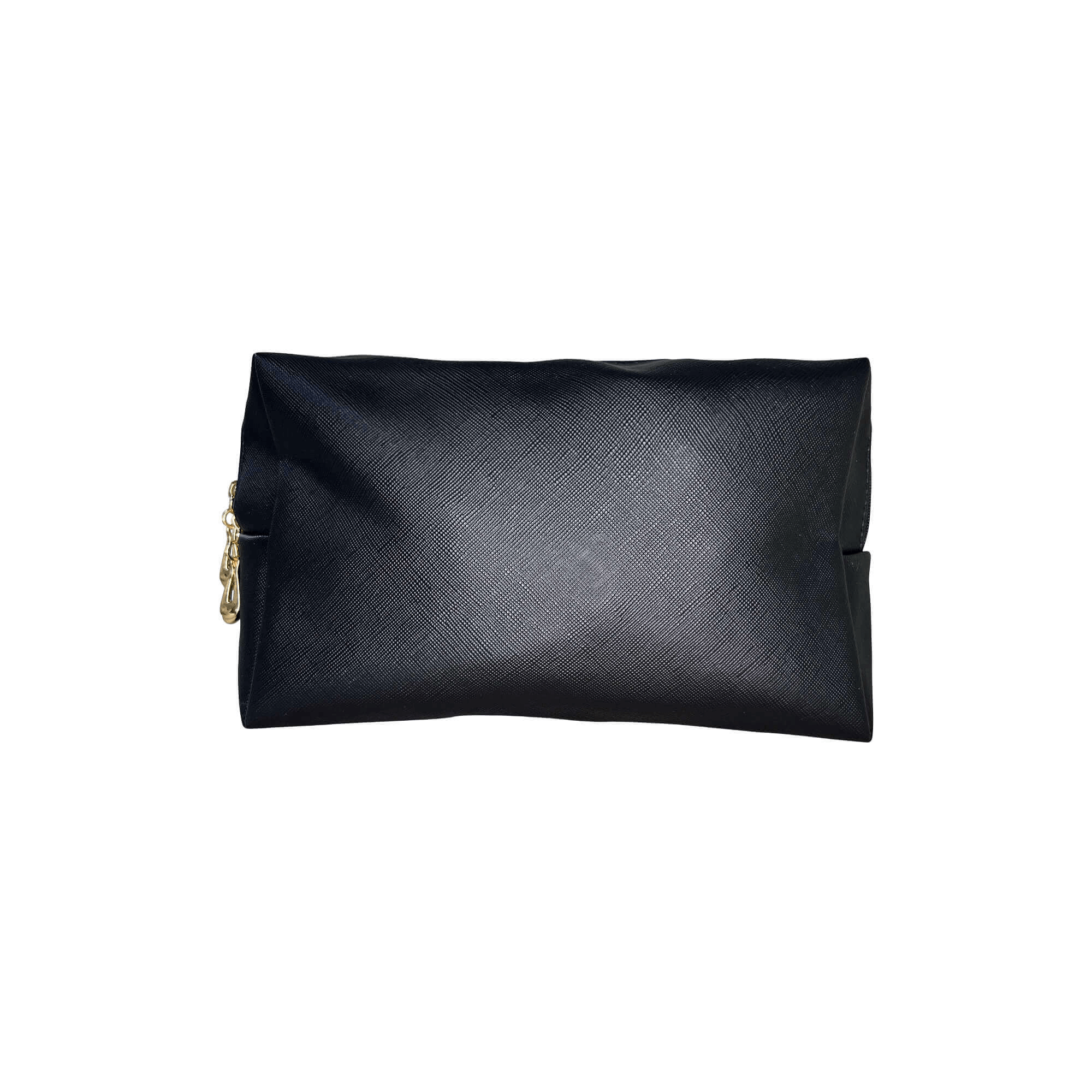 MIANIMED premium skincare black pouch with elegant texture and gold zipper.