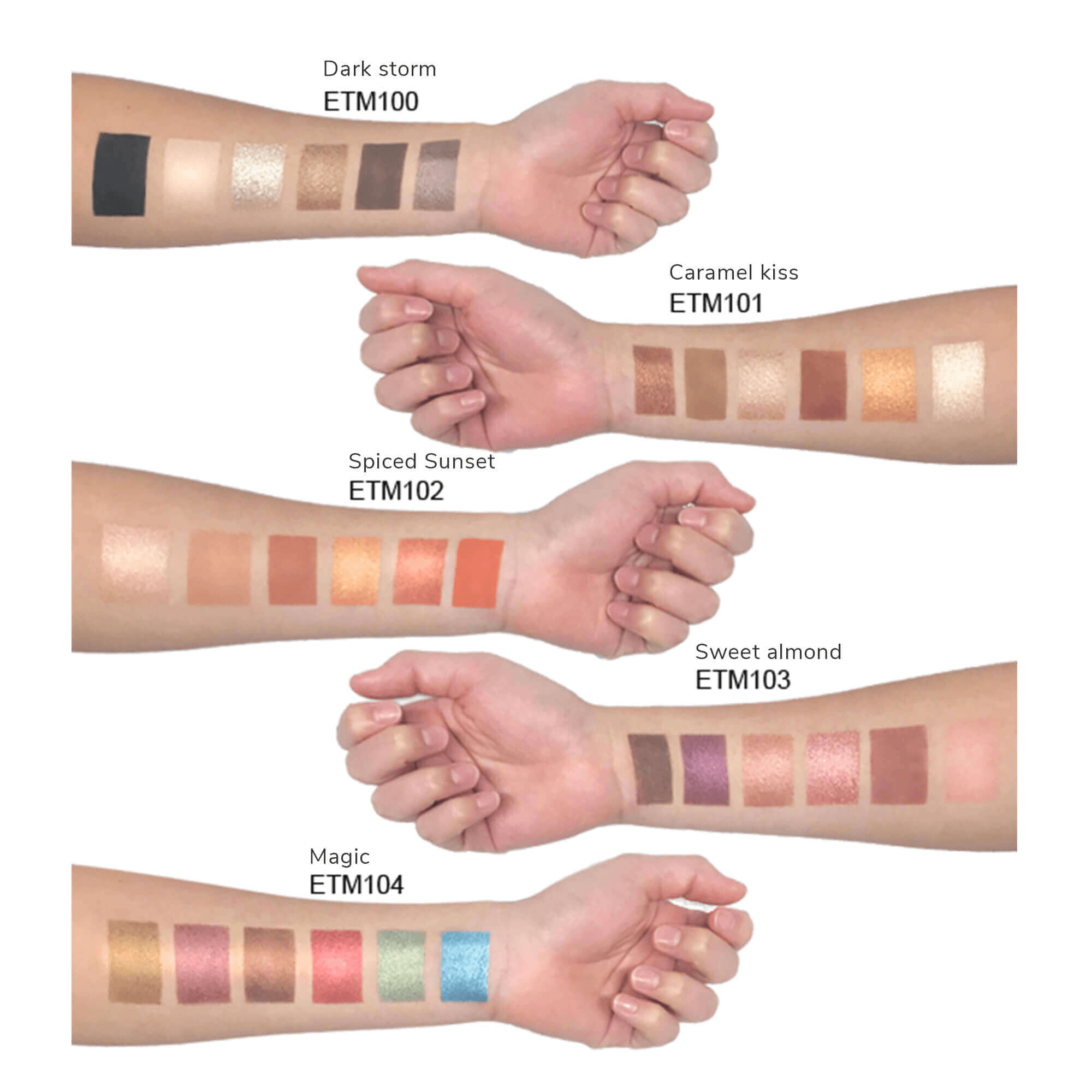 MIANIMED premium skincare eyeshadow palette with six shades for flawless beauty.