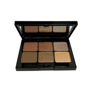 MIANIMED premium skincare eyeshadow palette with six diverse shades in a sleek black compact.