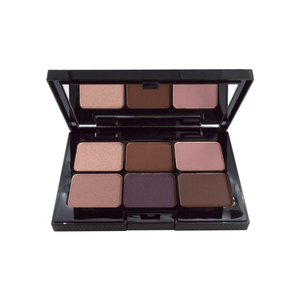 MIANIMED premium skincare eyeshadow palette with six shades in beige, brown, and plum hues