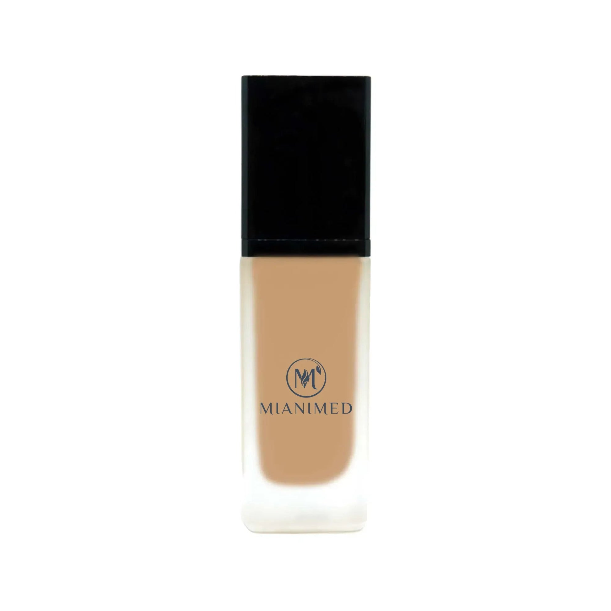 MIANIMED premium skincare foundation bottle with black cap and logo on white background