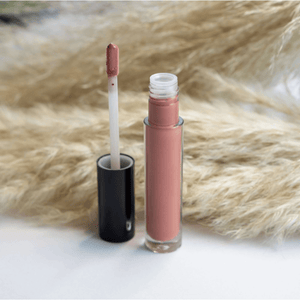 MIANIMED Premium Skincare Pink Lip Gloss with Wand on Natural Background