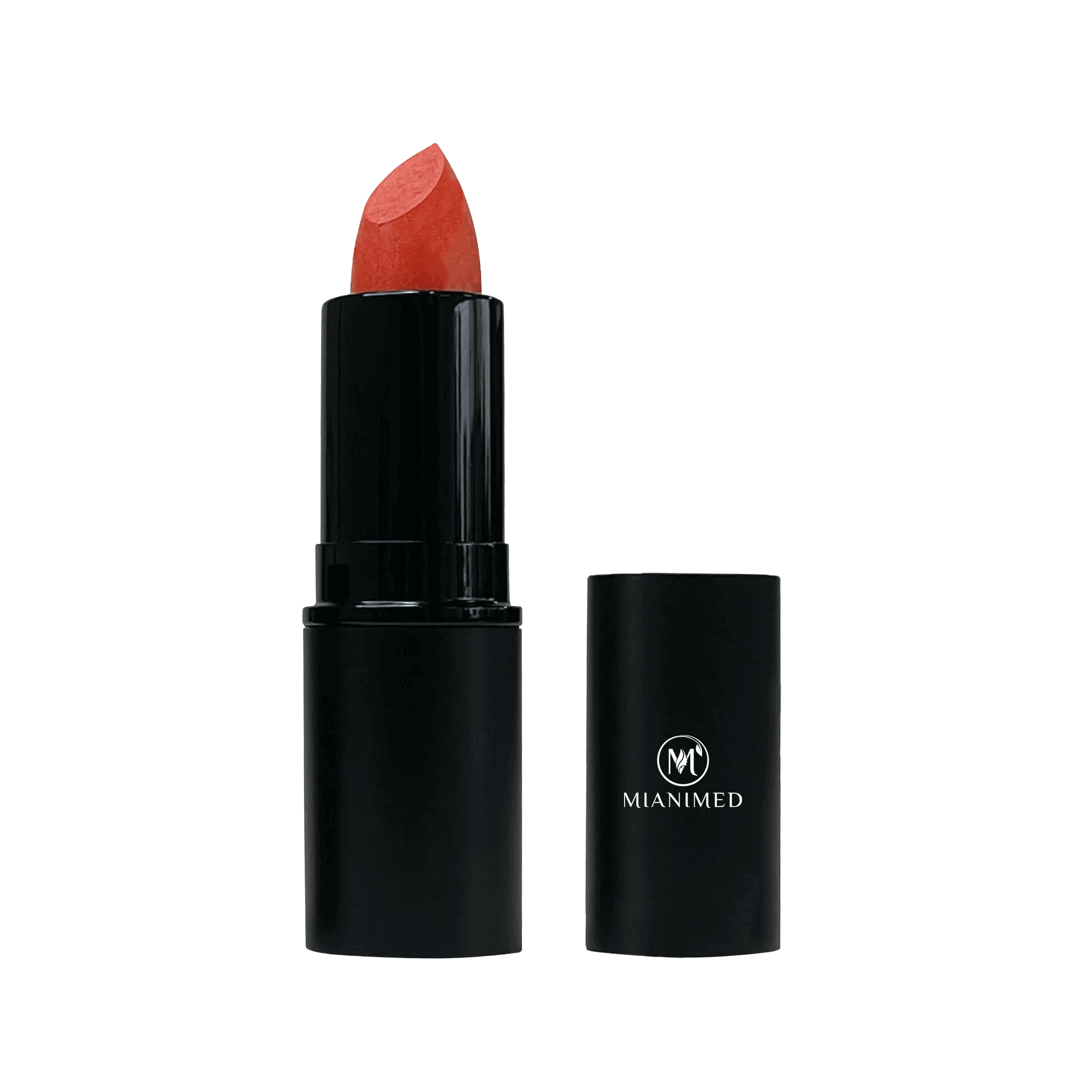 MIANIMED premium skincare lipstick in elegant black packaging with orange shade