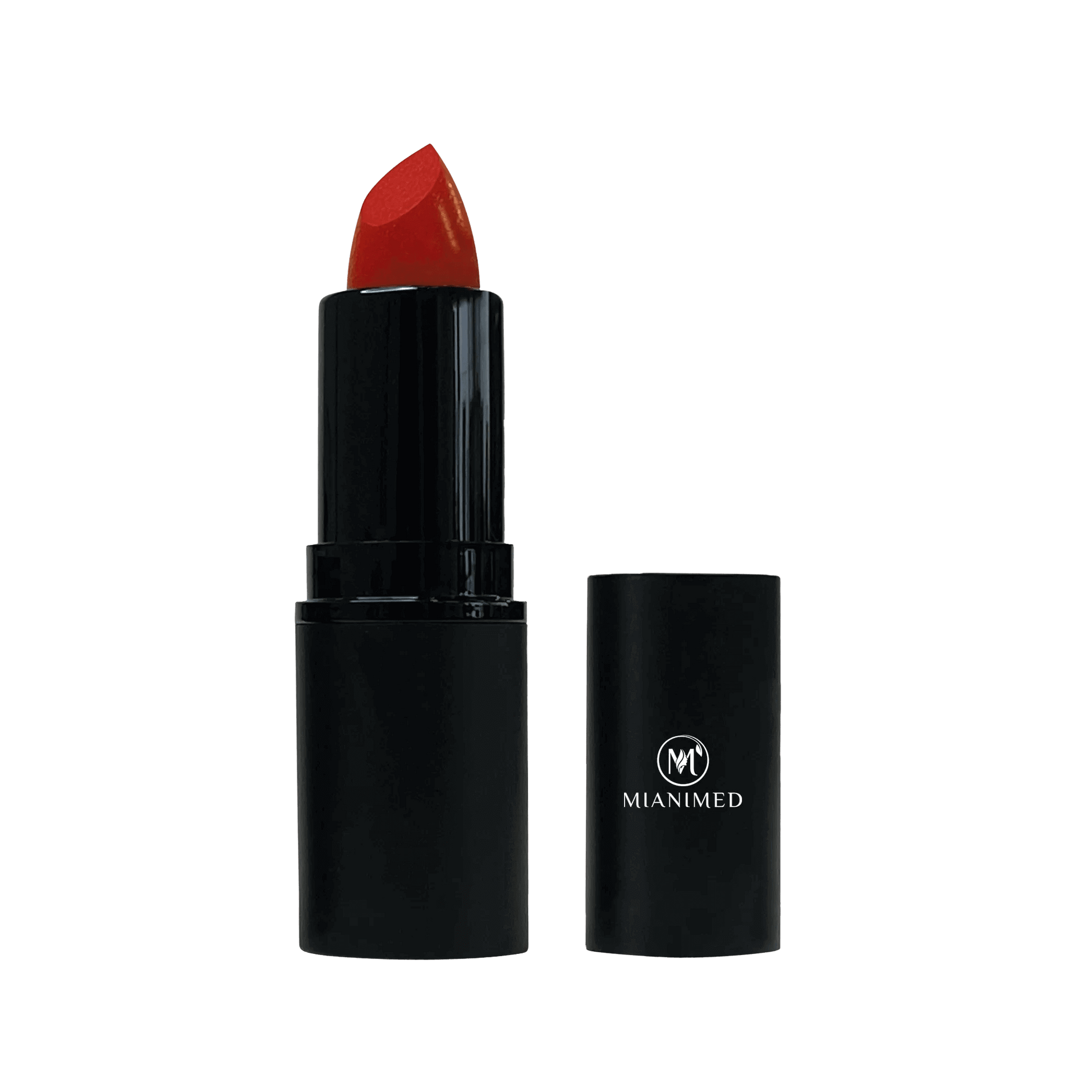 MIANIMED premium red lipstick in elegant black case, ideal for enhancing your skincare and beauty routine.