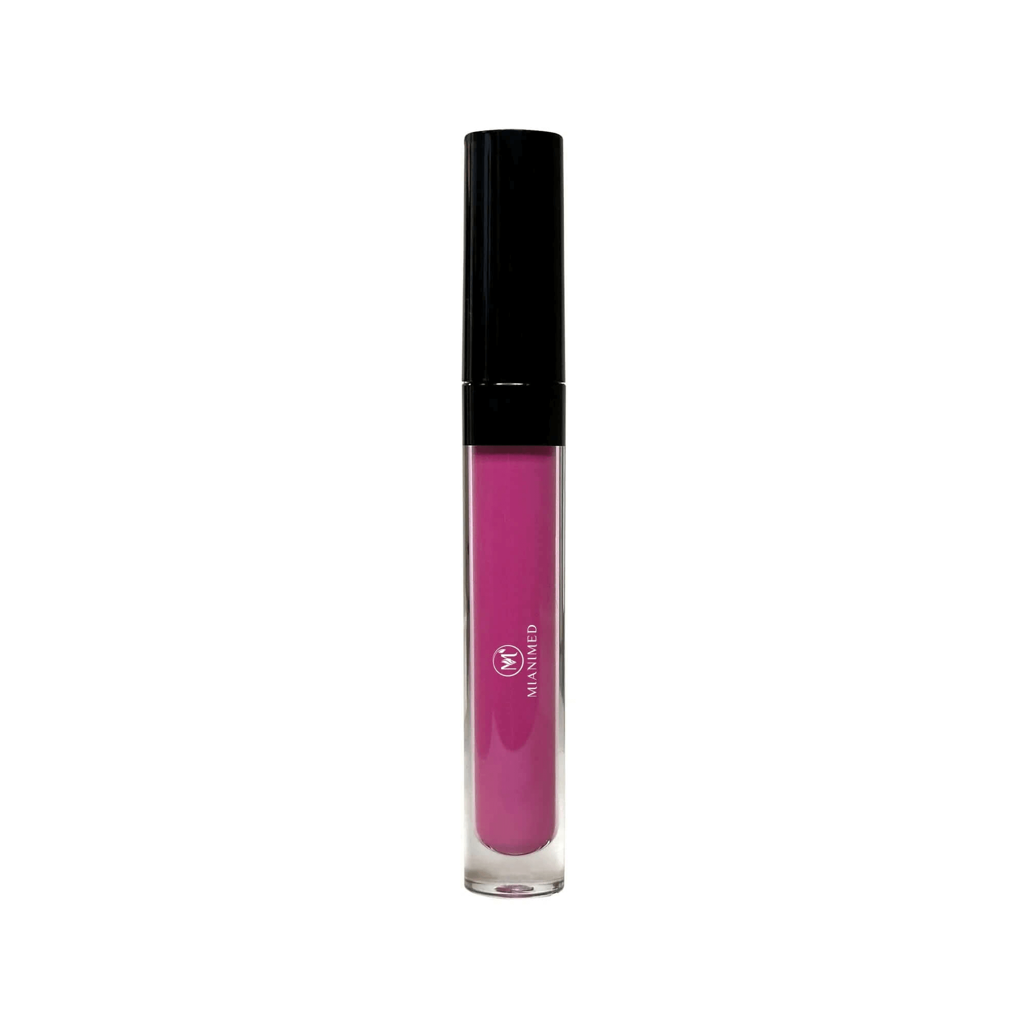 MIANIMED premium pink skincare lip gloss in clear tube with black cap