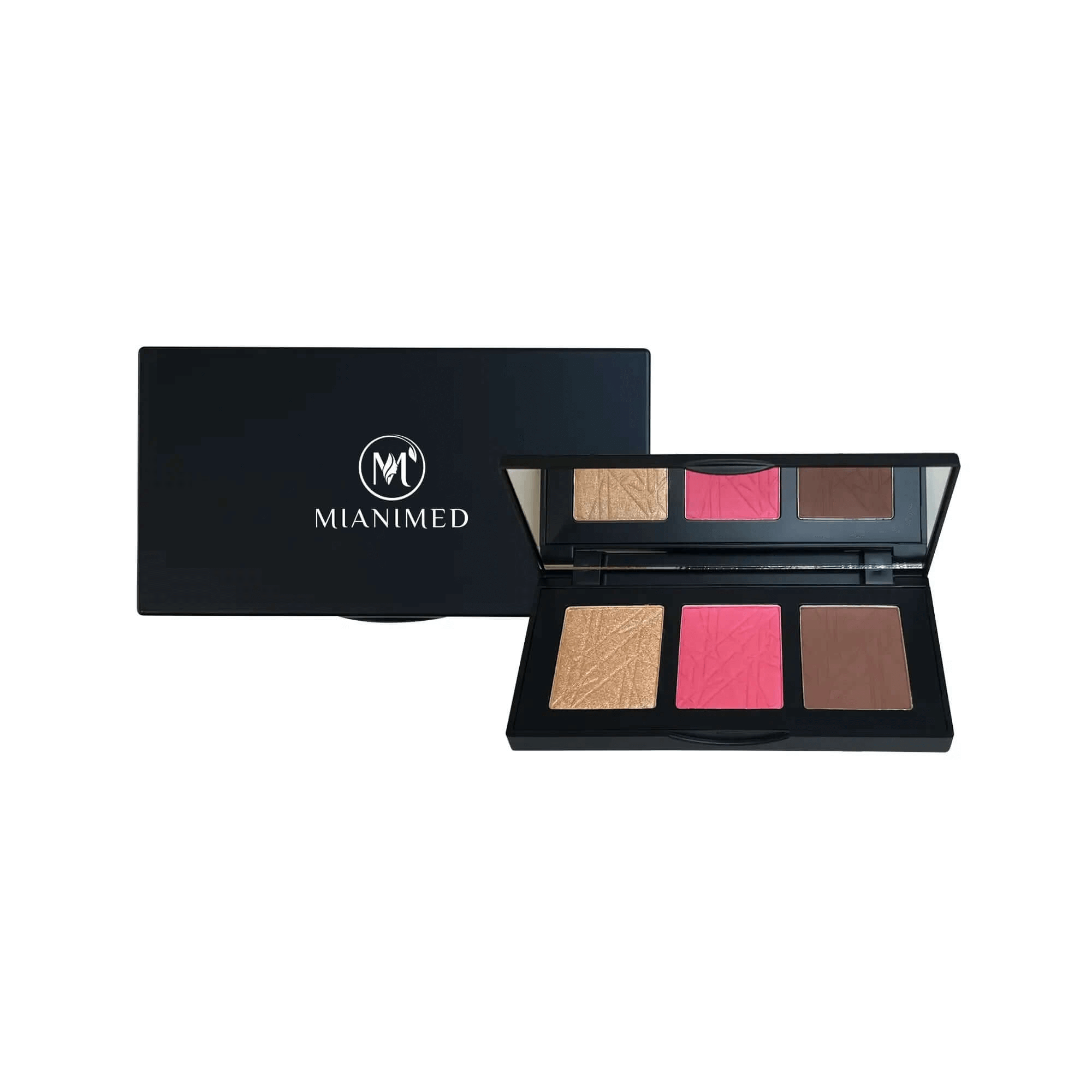 MIANIMED premium skincare palette with four shades of blush and bronzer in elegant packaging