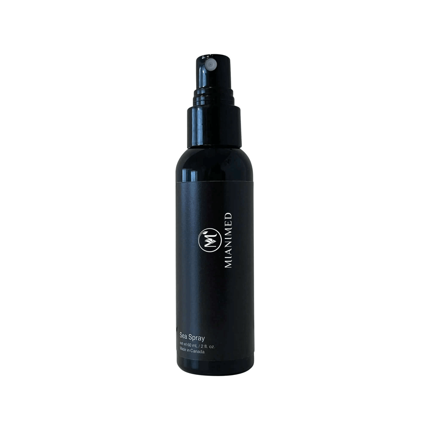 MIANIMED Premium skincare sea spray in black bottle for enhancing skin health.