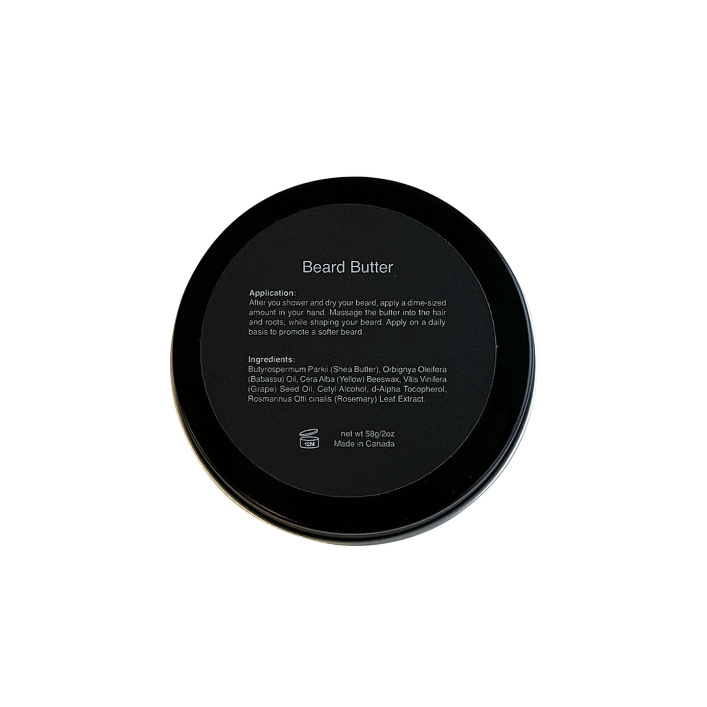 Container of MIANIMED Premium Beard Butter with ingredient list and application instructions shown on the label.