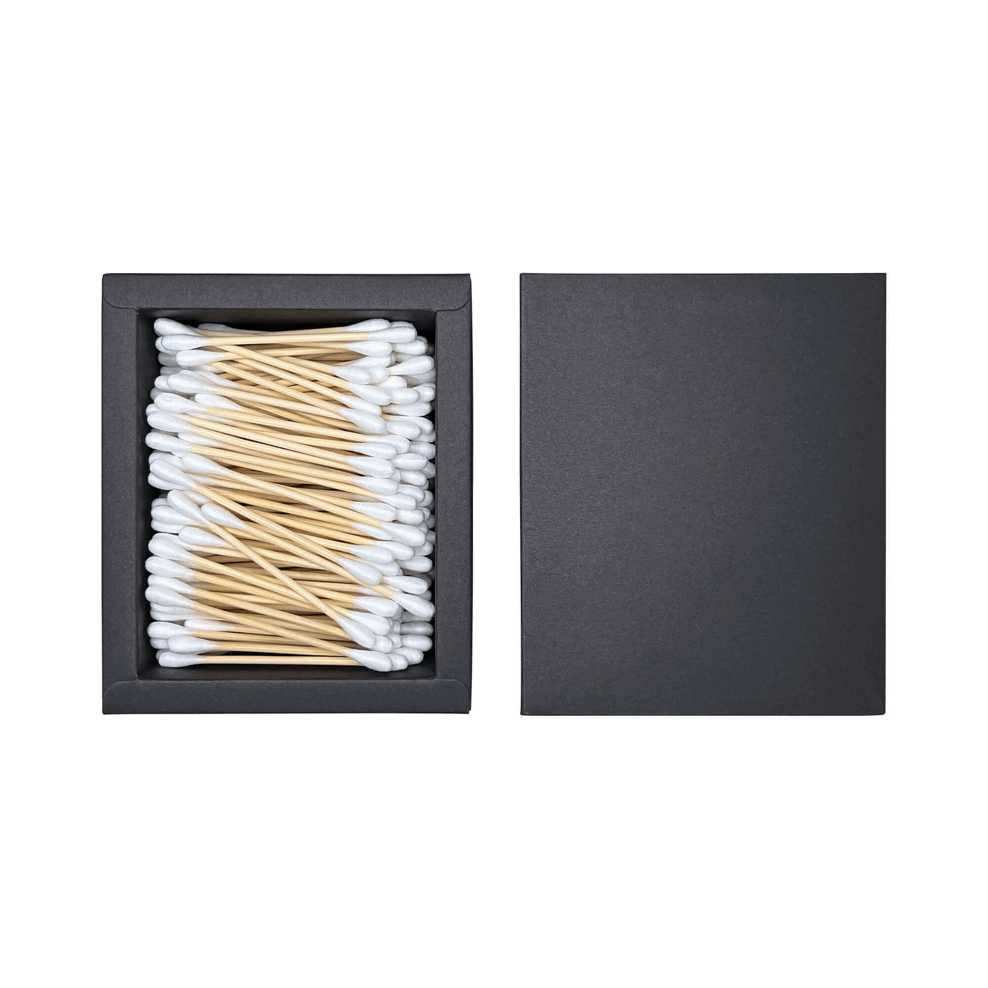 MIANIMED premium skincare cotton swabs in sleek black packaging.