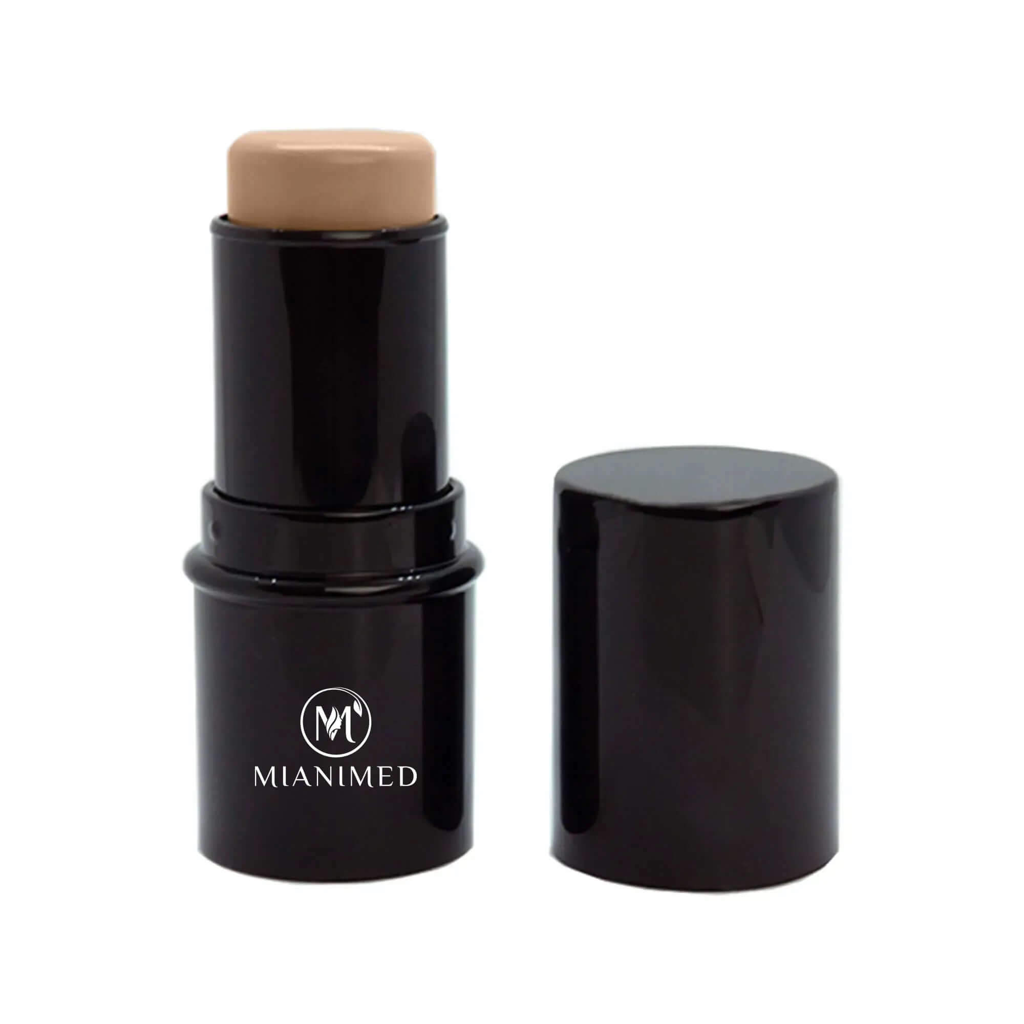 MIANIMED premium skincare product in black packaging with open cap.