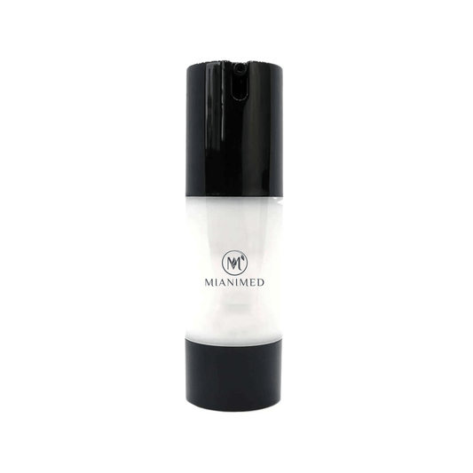 MIANIMED premium skincare product in sleek black and white bottle.