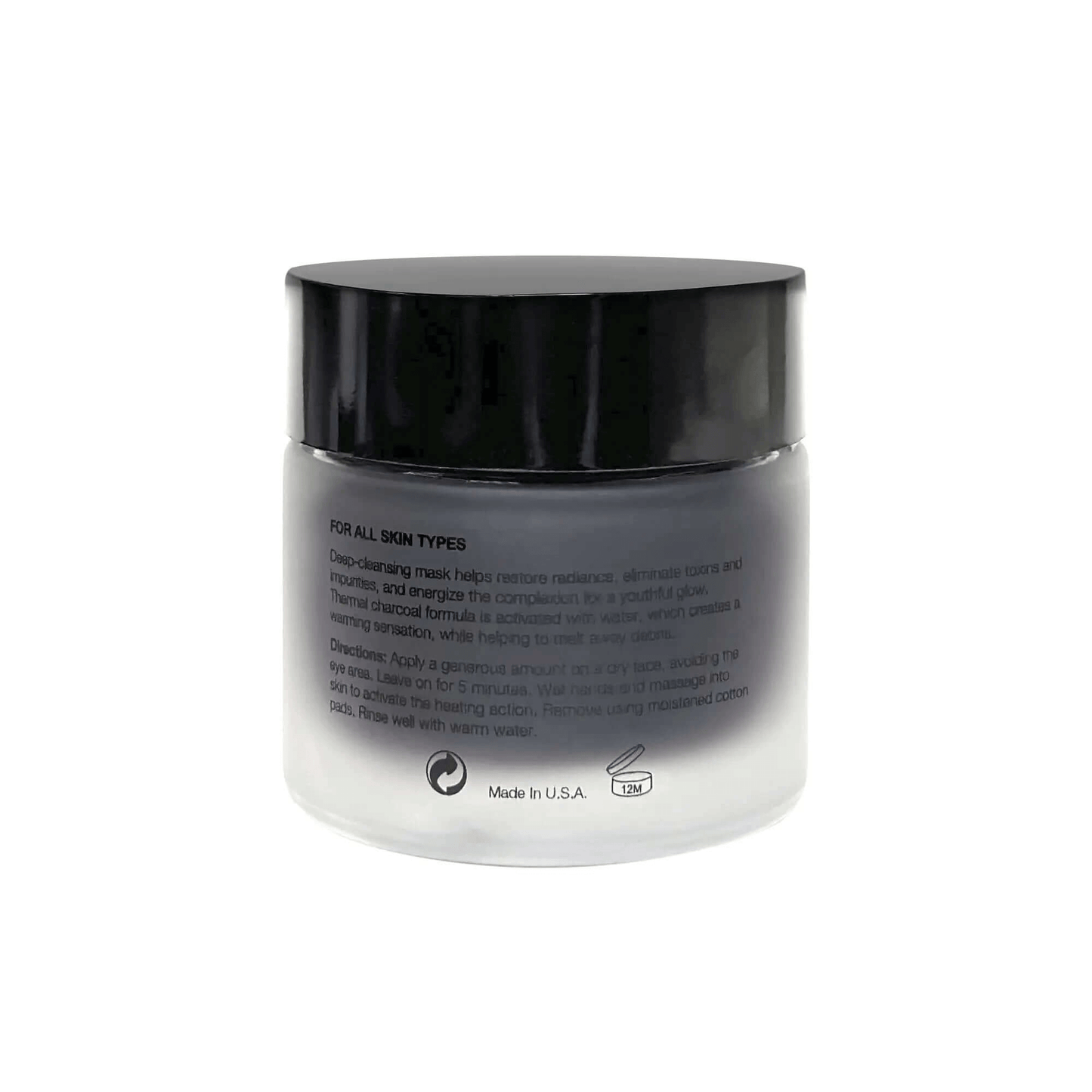 MIANIMED Premium skincare deep-cleansing mask in a clear jar with black lid for all skin types. Made in the USA.