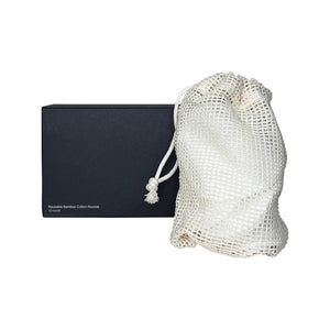 MIANIMED premium skincare reusable bamboo cotton rounds in a mesh bag